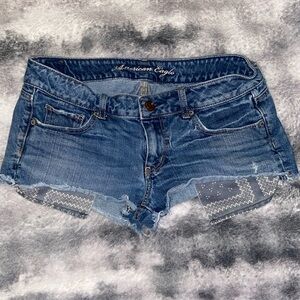 American Eagle Outfitters Women's Distressed Blue Jean Shorts